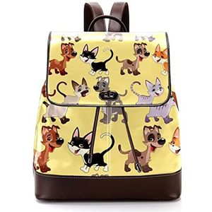 Gele hond kat gepersonaliseerde schooltassen boekentassen voor tiener, Meerkleurig, 27x12.3x32cm, Rugzak Rugzakken