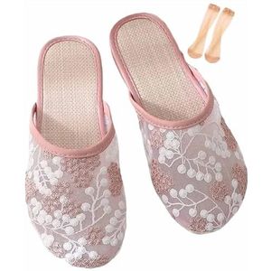 Chinese Mesh Slippers Voor Vrouwen, Vrouwen Bloemen Ademende Chinese Mesh Flats Slippers Voor Vrouwen(Color:Pink,Size:40 EU)