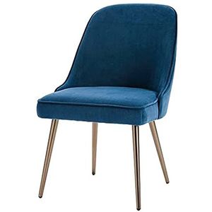 GEIRONV Zachte Fluwelen Eetkamerstoel,4S Winkel Hotel Receptie Bureaustoel Moderne Eenvoud Gouden Been Teller Stoel 1 Stuk Eetstoelen (Color : Blue)