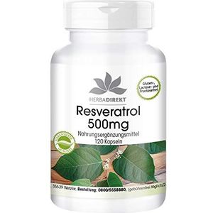 Resveratrol 500mg - Hoge dosering - Knotweed extract - 120 capsules | HERBADIREKT by Warnke Vitalstoffe - Duitse apothekerskwalitei