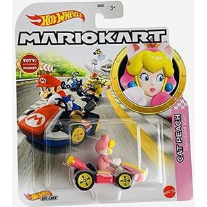 Hot Wheels Mario Kart - Metalen voertuig / auto - Cat Peach Standard Kart - Nieuw voor 2021 - Nieuw