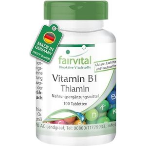 Fairvital | Vitamine B1 thiamine tabletten 100mg - kwartaal voorraad (100 dagen) - HOOG GEDOSEERD - VEGAN - 100 tabletten
