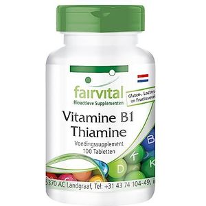Fairvital | Vitamine B1 thiamine tabletten 100mg - kwartaal voorraad (100 dagen) - HOOG GEDOSEERD - VEGAN - 100 tabletten
