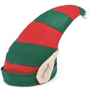 Groene en rode Elf Kerstmuts met oren (Pack van 1) - Opvallend ontwerp, perfecte accessoire voor thema-evenementen, sprookjes en verhalen, feesten en meer