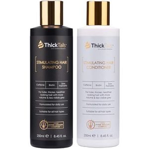ThickTails Shampoo en Conditioner Haargroei – Biotine, Cafeïne, Botanische Extracten – Sulfaatvrij, Vegan – Voor Vrouwen – Dikker Haar & Gezonde Hoofdhuid – Dagelijkse Haarverzorging