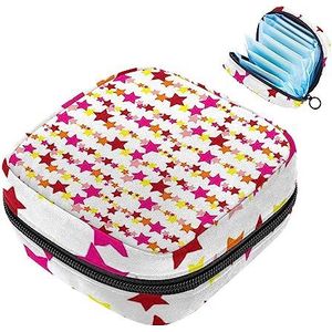 MUOOUM Rode Diagonale Strepen Maandverband Opbergtas Menstruatie Pad Tas Draagbare Menstruatie Cup Pouch met Rits voor Tiener Meisjes Vrouwen Dames, Kleur 3, 4.7x6.6x6.6 in/12x17x17 cm