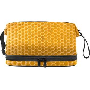 Grote capaciteit reizen cosmetische tas,Geel,Make-up tas,Waterdichte make-up tas Organizer, Meerkleurig, 27x15x14 cm/10.6x5.9x5.5 in