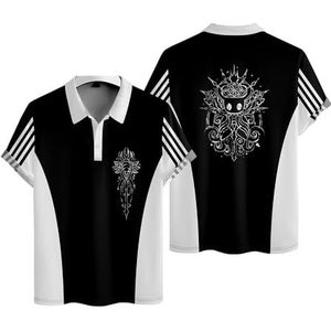 Hollow Knight Polo Tee Mannen Vrouwen Mode T-shirts Unisex Jongens Meisjes Cool Gaming Korte Mouw Shirts, Zwart, S