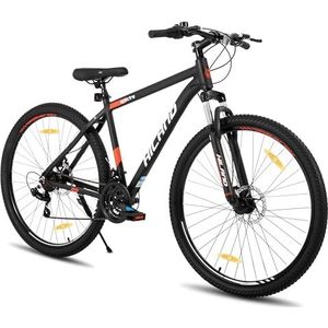 Hiland Mountainbike, 29 inch, aluminium frame, 21 versnellingen met schijfrem, verende vork, voor mannen, zwart