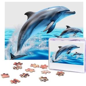 Unieke 3D-dierenpuzzels met dolfijnen, gepersonaliseerde puzzel, 500 stukjes, legpuzzels uit foto's, fotopuzzel voor volwassenen, familie (51,8 x 38 cm)