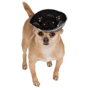 Rubie's Pet Sombrero, Medium to Large, Black and Silver, M-L, zilver/zwart