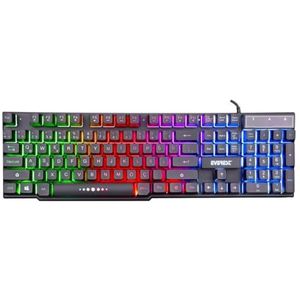 Everest KB-X88 USB Mechanisch Voelen Regenboog Verlichte Q Gaming Toetsenbord, Zwart
