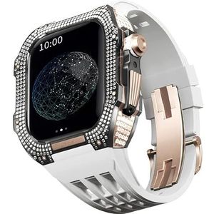 OFWAX Horloge Modificatie Kit, Voor Apple Watch 8 7 45mm Upgrade Vervangen Horlogeband Onderdelen, Titanium Horloge Case FKM Horloge Strap Luxe Horloge Case en Band Modificatie Kit, 45MM, agaat