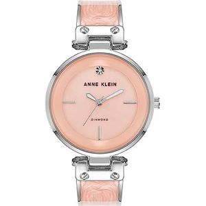 Anne Klein Vrouwen echte Diamond Dial Bangle horloge, Blush Roze/Zilver