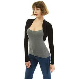 AmélieBoutik Dames lange mouwen licht gebreide bolero shrug vest, Zwart, XL