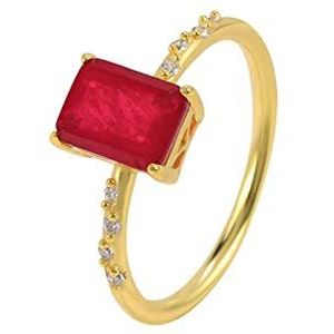 Pinky Ring voor vrouwen Sterling Zilver, unieke verlovingsringen voor vrouwen vierkant met rode vierkante vorm edelsteen
