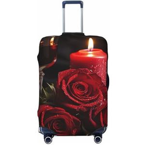 GFLFMXZW Reisbagage Cover Rode Roos en Kaars Koffer Covers voor Bagage Mode Koffer Protector Past 18-32 inch Bagage, Zwart, Medium
