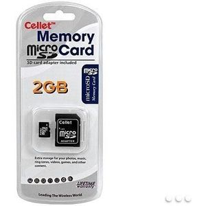 Cellet 2GB MicroSD voor Motorola MING A1260 Smartphone aangepast flashgeheugen, snelle transmissie, plug and play, met full-size SD-adapter. (retailverpakking)