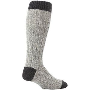 Workforce - 1 paar heren extra lange knie hoge dikke warme wol rijke gebreide laars sokken, WFH0035GRY, 40-45 EU