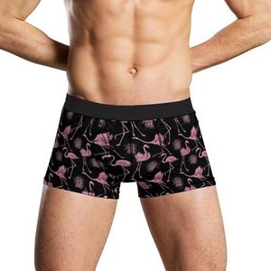 Roze Flamingo Zachte Heren Ondergoed Comfortabele Ademend Fit Boxer Slip Shorts S