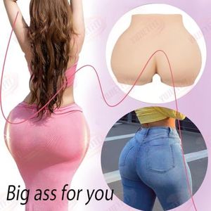 Adima Realistische Siliconen Billenvergroter Open Kruis Slip Met Heupvulling, Liftend Corrigerend Slipje voor Transgender Vrouwen,Wheat(2.2cm),One Size