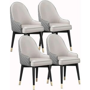 GZDZ Stoelen Woonkamer Eetkamerstoel, Hoge Rug Gewatteerde Zachte Zitting Accent Stoelen, Keukenstoelen Set van 4, Zijstoel Lederen Lounge Stoel (Lichtgrijs)