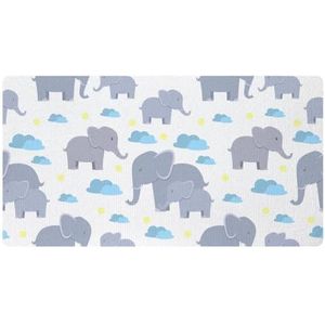 VAPOKF Cartoon olifanten moeder baby wolk keukenmat, antislip wasbaar vloertapijt, absorberende keukenmatten loper tapijten voor keuken, hal, wasruimte