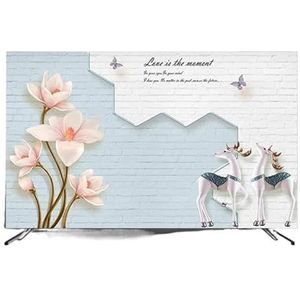 RaamKa Outdoor tv-hoes tv-hoes bescherming stofkap huishouden opknoping tv stofkap thuis universele bloemen decoratie eenvoudige outdoor tv-behuizing (kleur: A, maat: 65 inch 152 x 92 cm)