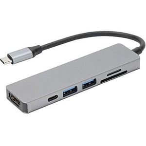 6-in-1 dockingstation, standaard USB 3.0 Type-C multipoort-adapter, twee USB-randapparatuur aansluiten voor volwassenen voor studenten