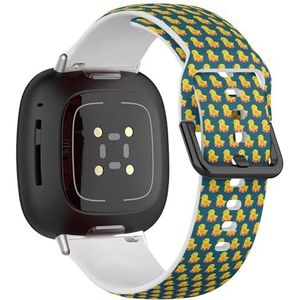 Zachte sportband compatibel met Fitbit Sense / Sense 2 / Versa 4 / Versa 3 (gele rubberen eend) siliconen armband accessoire
