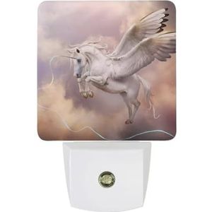 Pegasus Eenhoorn Warm Wit Nachtlampje Plug In Muur Schemering naar Dawn Sensor Lichten Binnenshuis Trappen Hal