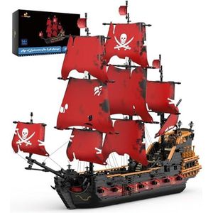 SPIRITS Zwart piratenschip modelbouwsets, mysterieuze speelgoedsets, verzamelblokken, cool speelgoed, cadeaus for jongens tieners verzamelaars (2868 stuks), (40102) (Size : Red)