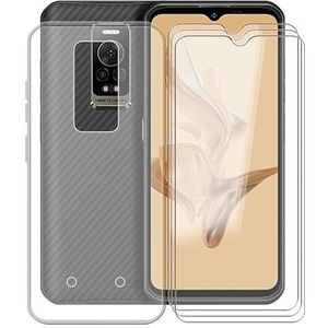 Hoesje + 3 Stuks Screenprotector voor Ulefone Armor 17 Pro (6.58""), KJYF Transparante Siliconen Zachte TPU-hoes, Anti-kras Dunne Hoesjes en Beschermfolie voor Ulefone Armor 17 Pro - Kristalhelder