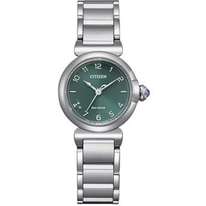 Citizen Eco Drive Maybell Mini women's watch with green background EM1130-83X steel case and bracelet