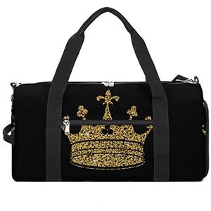 Gold Crown Travel Gym Bag met Schoenen Compartiment En Natte Pocket Grappige Tote Bag Duffel Bag voor Sport Zwemmen Yoga
