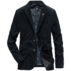 Heren Corduroy Jasje Slim Fit Heren Blazer Heren Sportief Jasje Heren Blazer Colbert (Color : Black, Size : L)