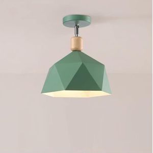 Moderne Semi-Inbouw Plafondlamp LED-Lamp Armatuur, Retro Industriële Stijl E27 Plafondverlichting Kroonluchter Metalen Kap Voor Slaapkamer, Boerderij, Woonkamer, Keuken,Groen