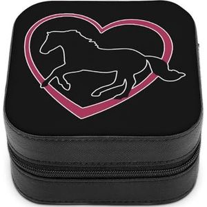 Galopperend Paard Met Hart Leuke Sieraden Organizer Doos Voor Oorbellen Ketting Ringen Opslag Display Case Reizen Houder Grappig Gift Kleine