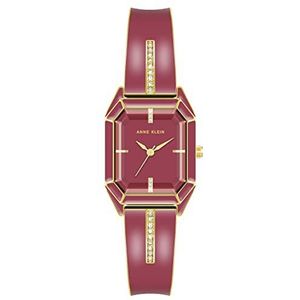 Anne Klein Vrouwen Premium Crystal geaccentueerd Bangle horloge, AK/4042, bordeaux/goud, Bourgondië/goud