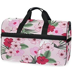 Cherry Rood Roze Bloemen Sport Zwemmen Gym Tas met Schoenen Compartiment Weekender Duffel Reistassen Handtas voor Vrouwen Meisjes Mannen