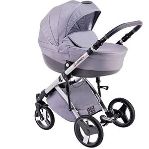 Kinderwagen 3in1 2in1 Isofix Set Luchtbanden Buggy 16 kleuren om uit te kiezen Comfort by Lux4Kids Silver C011 2in1 zonder autostoel