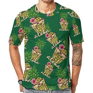 Aloha Ananas Bril Heren Crew T-shirts Korte Mouw Tee Casual Atletische Zomer Tops