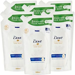 6 x eco-navulverpakking voor dieptereiniger, hydraterend, zeep, handen, revitaliseringseffect, 6 navullingen van 500 ml