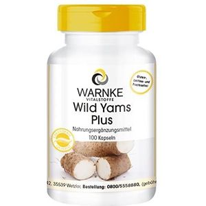 Wild Yam Extract Capsules - Plus Vitamine C & E, Beta-Caroteen, Zink & Selenium - hoge dosering & veganistisch - 20% Diosgenine - 100 Caps | Warnke Vitalstoffe - Duitse apothekerskwalitei