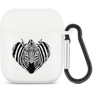 Zebra Hart voor Zebra Liefhebbers Leuke Case voor AirPods 2&1 Schokbestendige Beschermende Hoofdtelefoon Gevallen Cover Met Sleutelhanger voor Mannen Vrouwen
