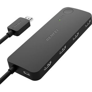 BENFEI HDMI Switch 4 in 1 uit 4K@60Hz, 2K@144Hz, HDCP 2.3 【met Adaptive Equalization Ondersteuning 10M HDMI Transmit】 Compatibel voor PS5/4, Xbox, Roku, FireStick, Switch