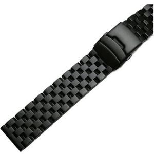 Geborsteld Roestvrij Stalen Horloge Band Band 18mm/20mm/22mm/24mm/26mm metalen Vervangende Armband Mannen Vrouwen Zwart/Zilver Polsband (Color : Black, Size : 20mm)
