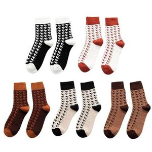 yeeplant Mode gedrukt verdikte gezellige katoenen sokken pluche crew 5 paar warme ademende sokken, Meerkleurig, Eén Maat