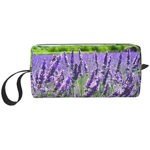 Paars Bloemen Make-up Tas Draagbare Cosmetische Tas Rits Kleine Pouch Handtas Reizen Toilettas Organizer Opbergtas Voor Vrouwen, Wit, Eén maat