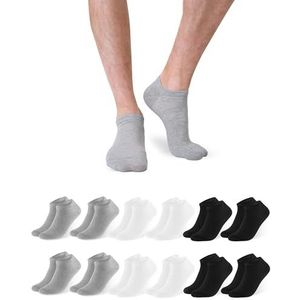 Libella Korte sokken voor dames, katoen, hardloopsokken voor dames, 12 paar, sportsokken voor dames, kort, ademend, lage snit, uniseks, 12 x meerkleurig, 35-38